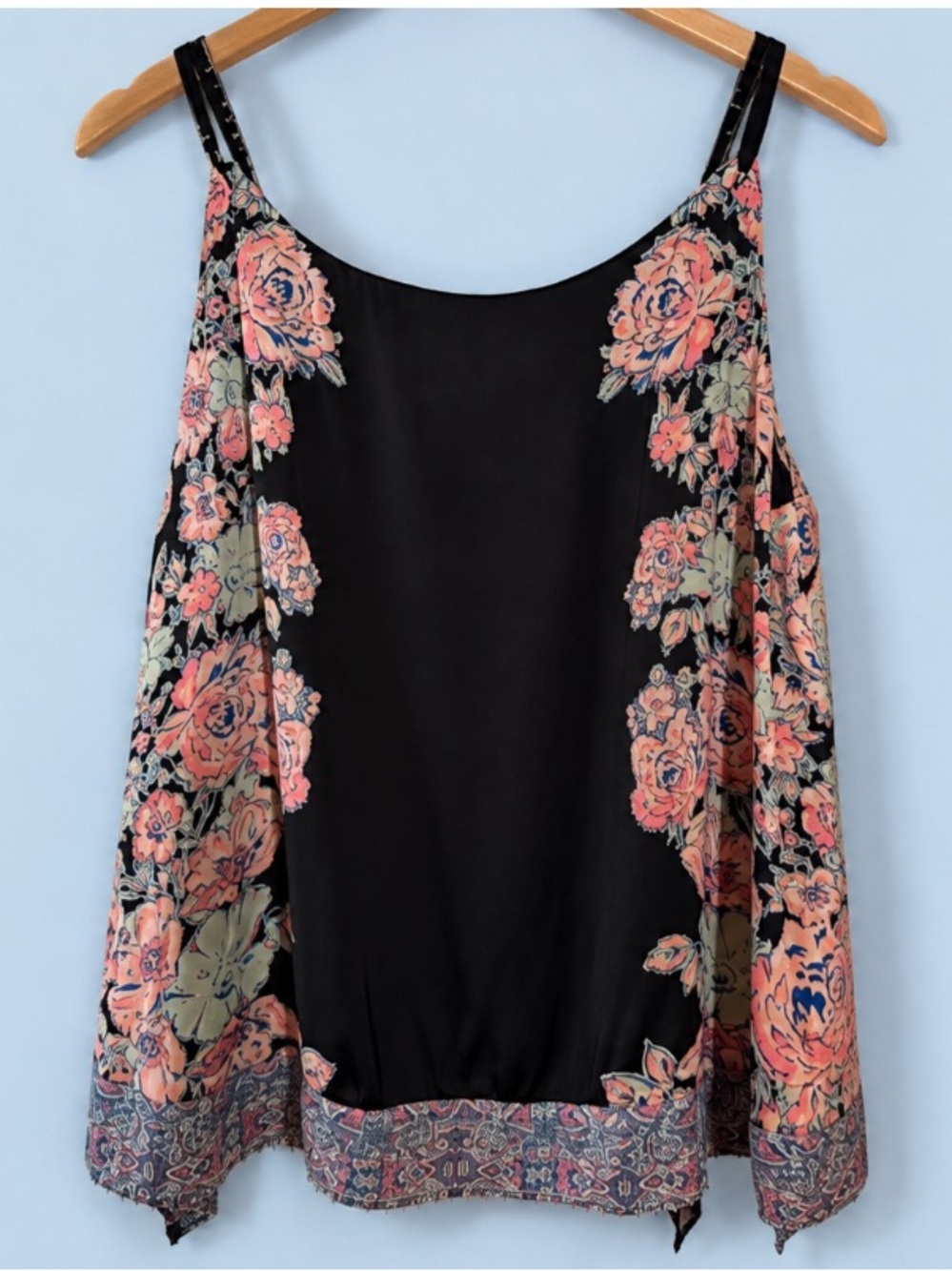 Intimately Free People‎ Floral Beaded Trim Cami Tank Top M Boho